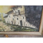 Голяма маслена картина от Испания, рамка бяло и старо злато - 3403