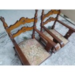 Ниски дъбови кресла за пред камина, оригинална тапицерия - 3384