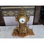 Голям каминен часовник с мрамор, ключ, оригинал - 3162