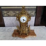 Голям каминен часовник с мрамор, ключ, оригинал - 3162