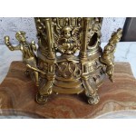 Голям каминен часовник с мрамор, ключ, оригинал - 3162