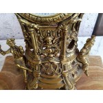 Голям каминен часовник с мрамор, ключ, оригинал - 3162