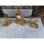 Комплект каминен механичен часовник с мраморни основи и свещници - 3145