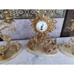 Комплект каминен механичен часовник с мраморни основи и свещници - 3145