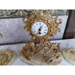 Комплект каминен механичен часовник с мраморни основи и свещници - 3145