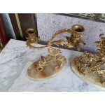 Комплект каминен механичен часовник с мраморни основи и свещници - 3145