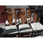 Дъбови столове от Холандия с дрворезба - 2963