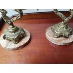 Свещници месинг от Испания, кафяв мрамор, без забележки - 2943