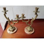 Свещници месинг от Испания, кафяв мрамор, без забележки - 2943