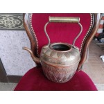 Голям френски меден чайник с отлична декорация, много стар -2727