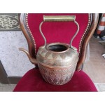 Голям френски меден чайник с отлична декорация, много стар -2727