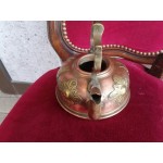 Малък френски чайник от мед с месингова декорация - 2729