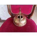 Малък френски чайник от мед с месингова декорация - 2729