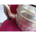 Голям френски меден чайник с отлична декорация, много стар -2727