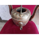 Голям френски меден чайник с отлична декорация, много стар -2727