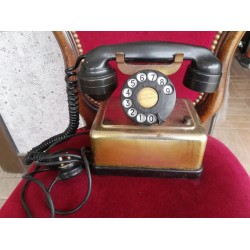 Стар френски телефон от месинг, антика - 2724