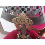 Стара метална настолна лампа с месингови декорации - 2338 Стара метална настолна лампа с месингови декорации - 2338