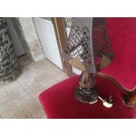 Стара метална настолна лампа с месингови декорации - 2338 Стара метална настолна лампа с месингови декорации - 2338