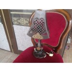 Стара метална настолна лампа с месингови декорации - 2338 Стара метална настолна лампа с месингови декорации - 2338